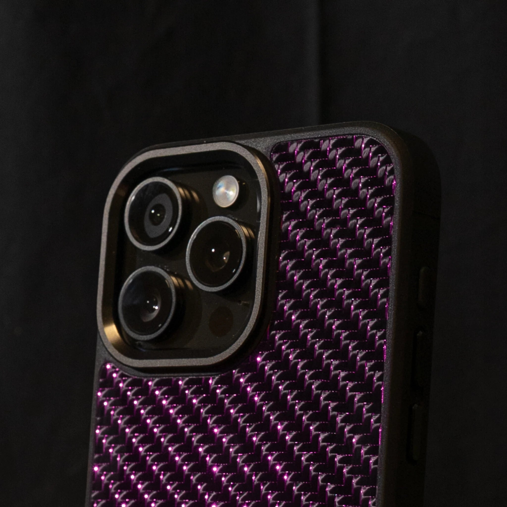 Purple Carbon fiber phone case with metal camera protection