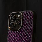 Purple Carbon fiber phone case with metal camera protection
