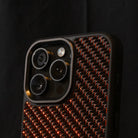 Red Carbon fiber phone case with metal camera protection
