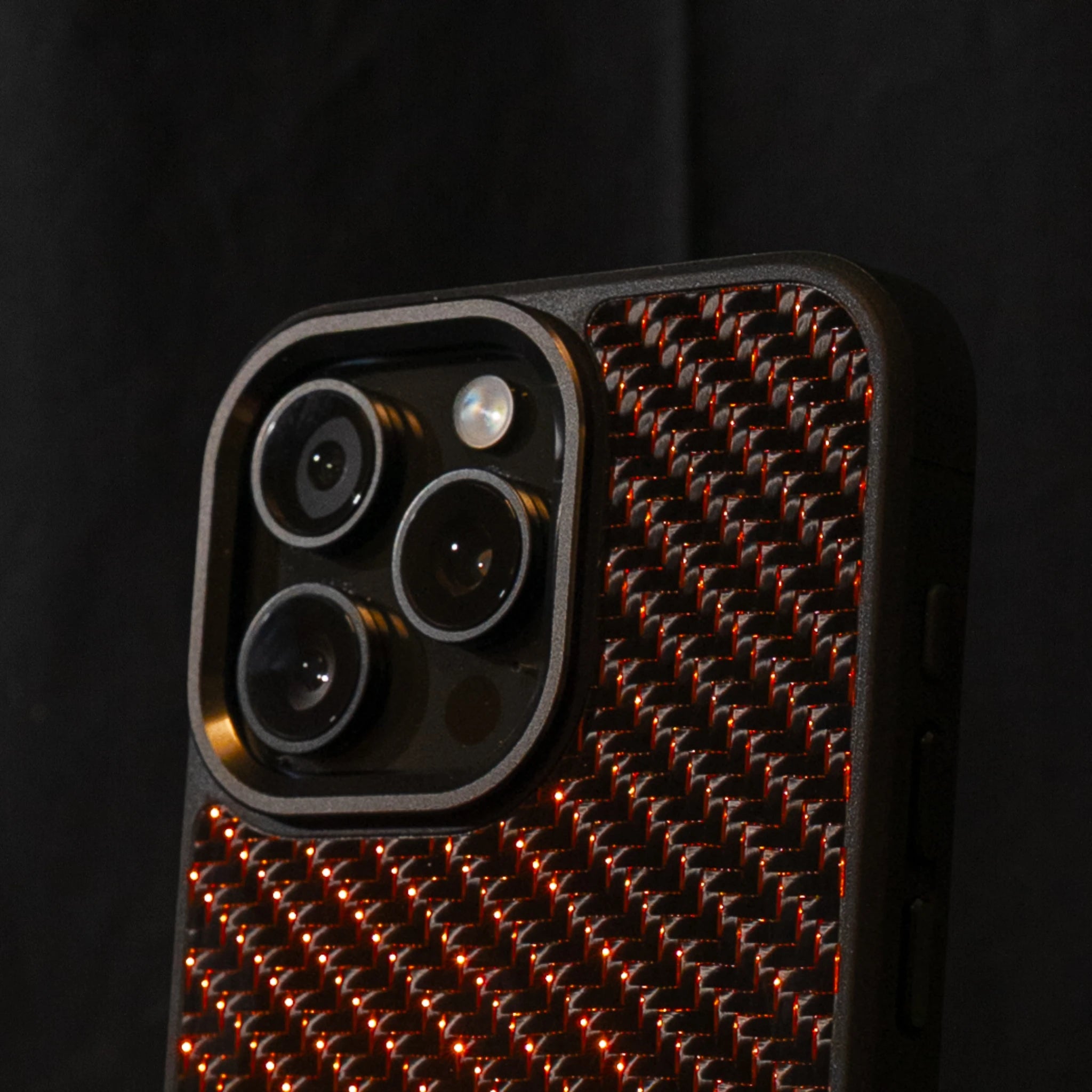 Red Carbon fiber phone case with metal camera protection
